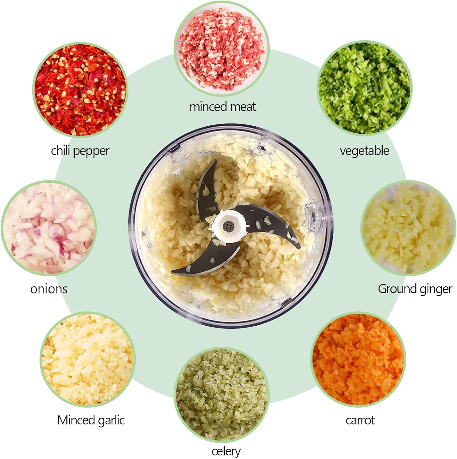 Portable Electric Garlic Mincer and Vegetable Grinder, Portable Veggie Chopper, 250ML USB Rechargeable Food Processor, Multifunctional Food Chopper, Garlic Crusher, 1200 Rpm Motor, Home Travel Small Design detail 3
