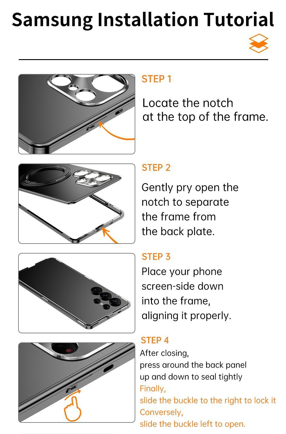 Samsung Galaxy S26 S25 Ultra Metal Frame Phone Case, 360° Rotating Stand + Lens Protection, PC Back Cover + Aluminum Alloy Frame Stylish Business Ultra-Thin Drop-Proof Protection Case (Includes 1 High-Quality Screen Protector)