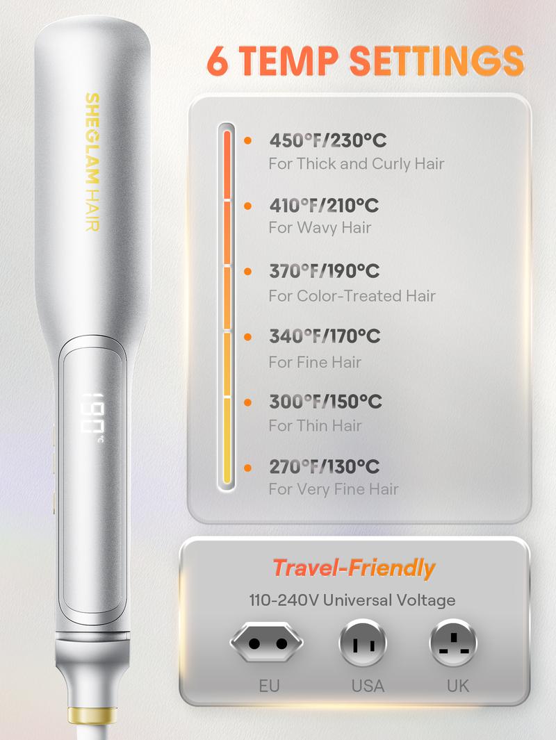 【BOGO SALE】SHEGLAM HAIR Sleek Chic Wide Glide Straightener 1.5 inch/36mm