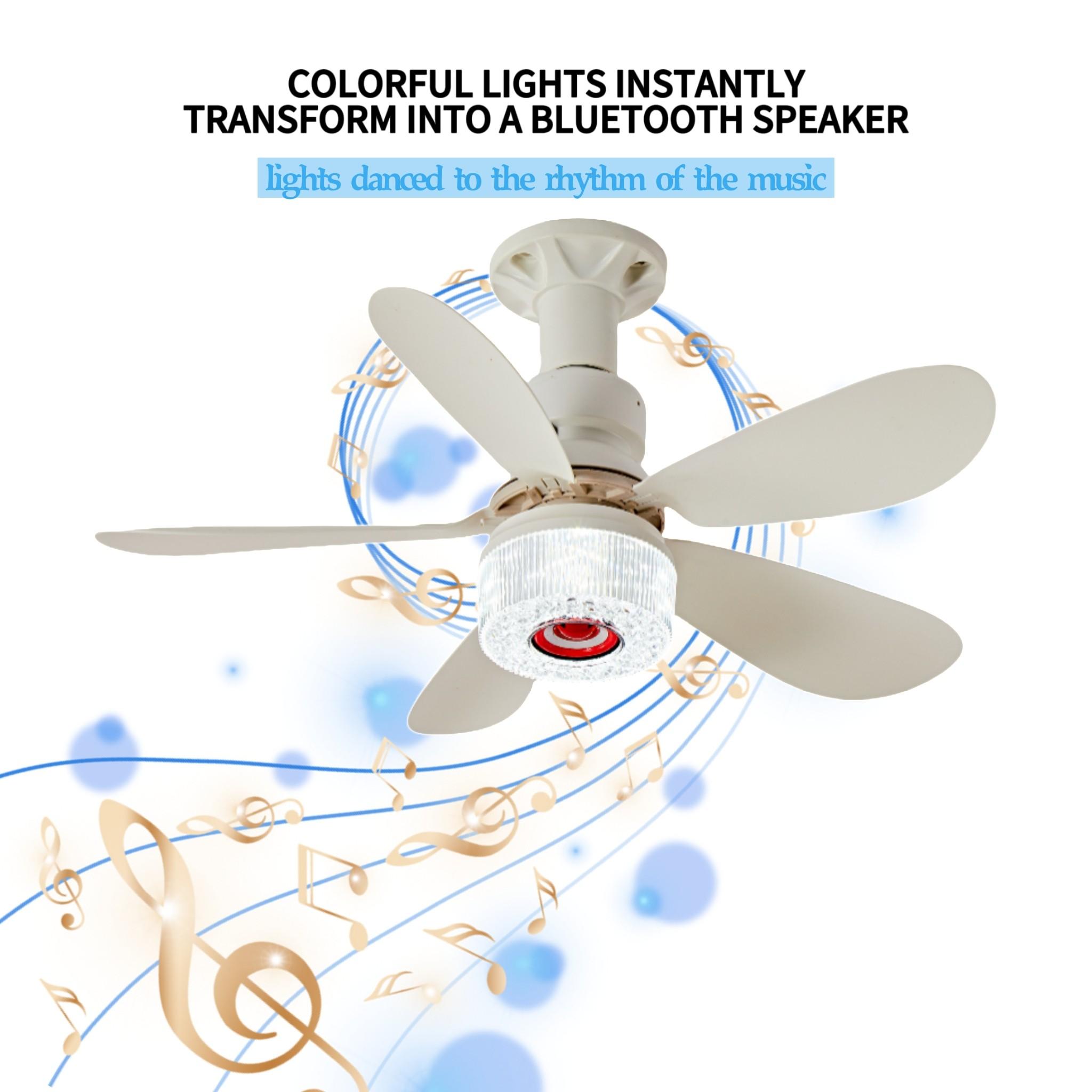 Remote Controlled RGB Ceiling Fan Light Lamp, Bluetooth-compatible Speaker, Crystal RGB Shade, Adjustable RGB Lighting, Sound Activated, Timer, 3 Adjustable Brightness Levels, Ceiling Lights