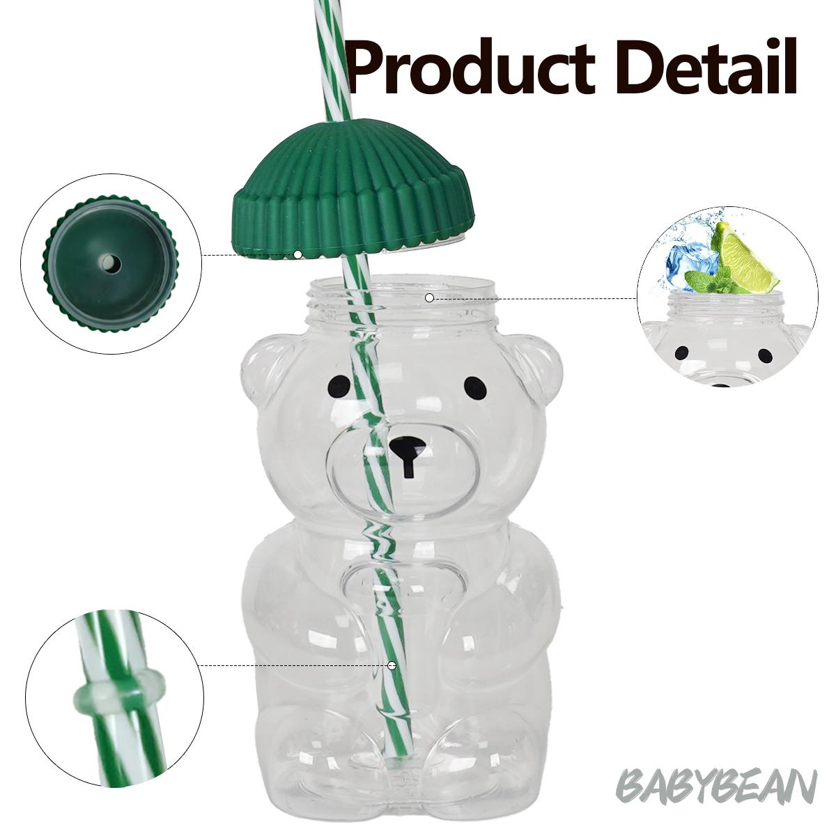 Teddy Bear Water Cup 550ML, Cute Small Bear Plastic Cup Tumbler with Detachable Straw, Home Bar Restaurant Car Use, Casual Cafe Drinkware