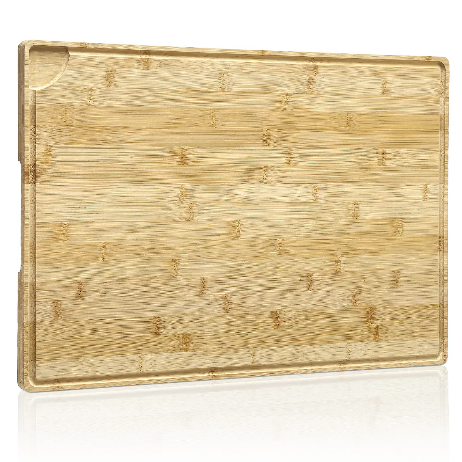 Butcher Block Cutting Board, 24x16 in Carbonized Bamboo Extra-Large Board with Deep Juice Groove, Handles and Natural Finish