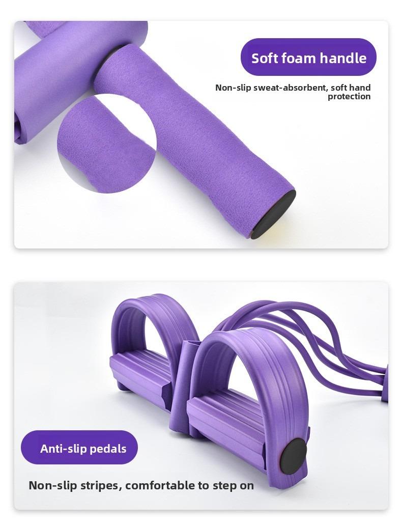 Home Fitness Equipment: 4-Tube Resistance Bands Yoga Pedal Puller, Stretching and Exercise Tool, Leg Muscle Strengthening Device