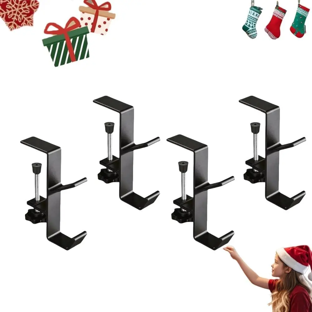 2 in 1 Adjustable No Drill Garland Hangers and Fireplace Stocking Holders Mantel Hooks for Christmas Xmas Holiday Home Party Decoration