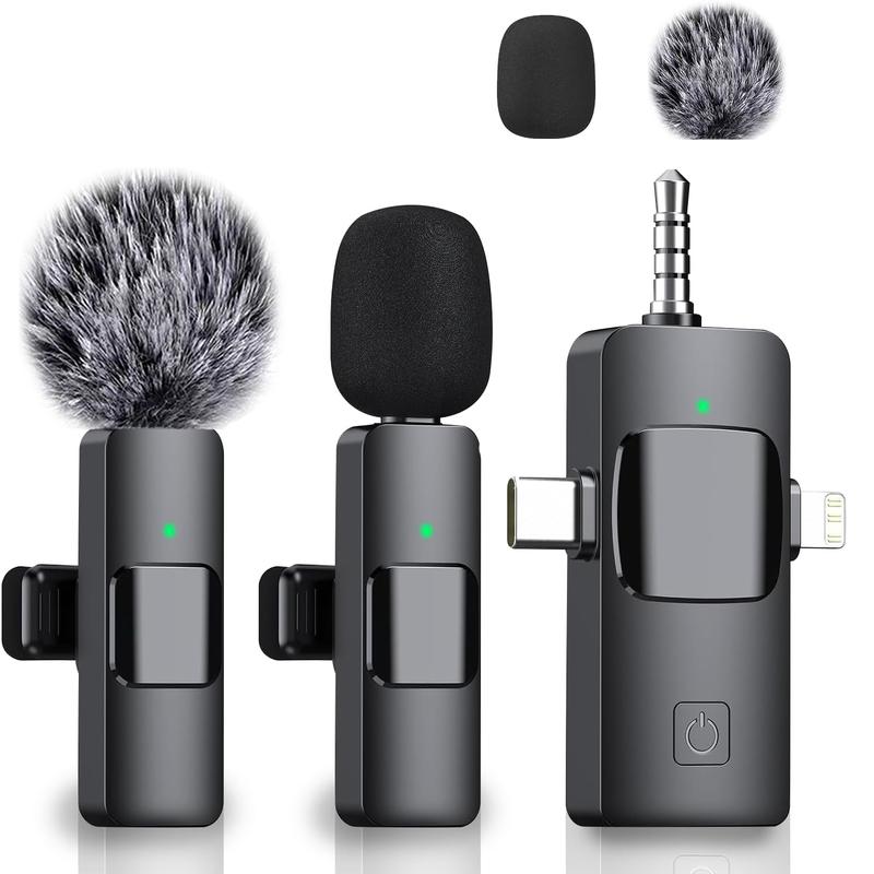 3-In-1 Wireless Lavalier Microphone for iPhone, Android, PC, USB-C, Noise Cancelling Lapel Mic for Interviews, Videos, Podcasts, Conferences, Wireless Mic Receiver