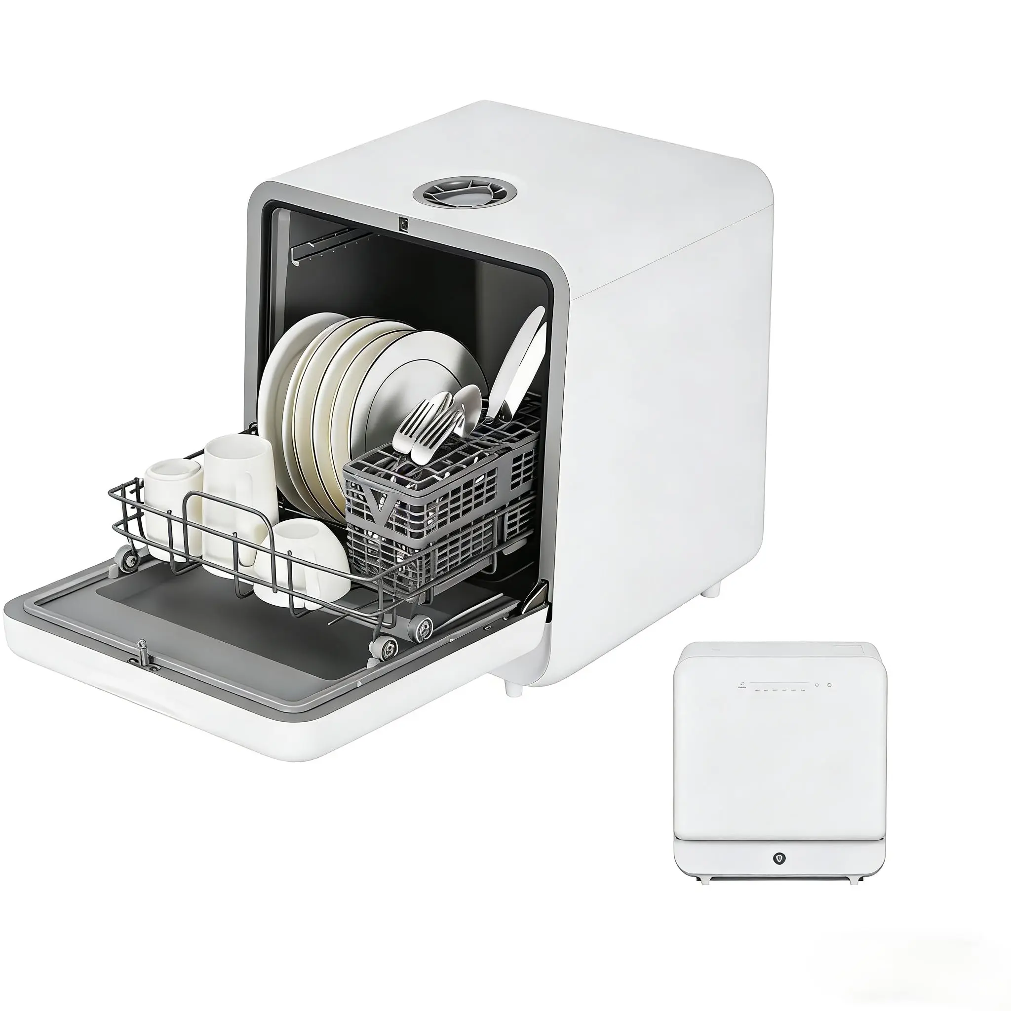 Garvee Minimalist Rectangular Countertop Dishwasher - Portable Compact Wash Unit with Faucet Water & 5L Manual Water Tank, 6 Wash Programs, Ideal for Small Homes & Apartments
