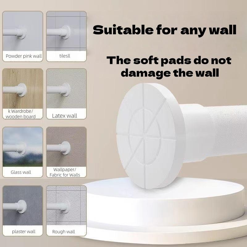 Adjustable No-Drill Extendable Pole, Multi-Purpose Support Rod for Clothesline, Closet, Bathroom Curtain, Easy Installation Home Accessory, Shower Curtain Rod