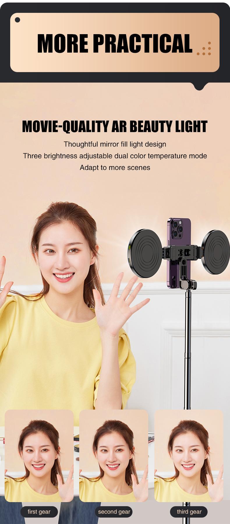 Selfie Stick Tripod , 45" Selfie Sticks with Wireless Remote, Portable Phone Tripod Compatible with 4''-7'' iPhone/Android Smartphones Selfie Stick for Travel Video Record Vlog,tiktok