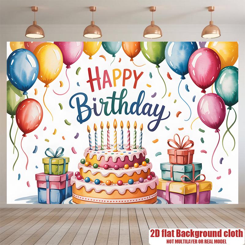 2D flat Banner, 1pc, Cute and cozy pixel art birthday party Background Decoration Background Photo Props, Polyester Banner Decor, Home Decor, Room Decor, Wall Decor, Party Decor/supplies/gifts Decorative Background, 2D Flat