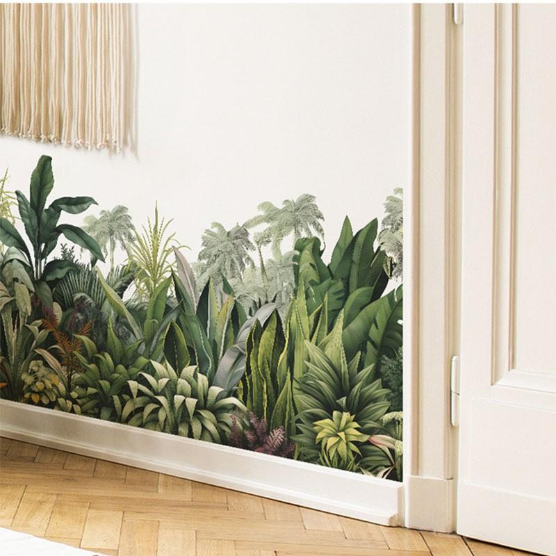 2 Pieces Tropical Greenery Wall Stickers, Self-Adhesive Removable PVC Wallpaper, Decorative Art for Living Room, Entryway, Bedroom