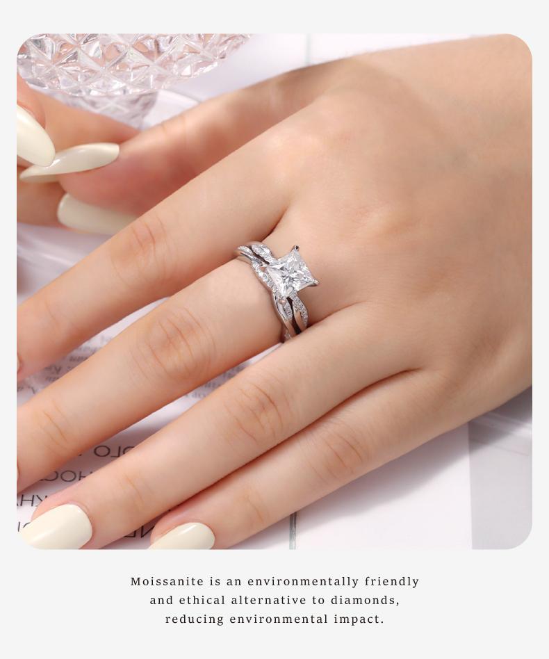 Moi Mart 2CT Princess Cut Synthetic Moissanite ring, Perfect gift for Anniversary, Wedding Band in s925 sterling silver Stackable ring jewelry