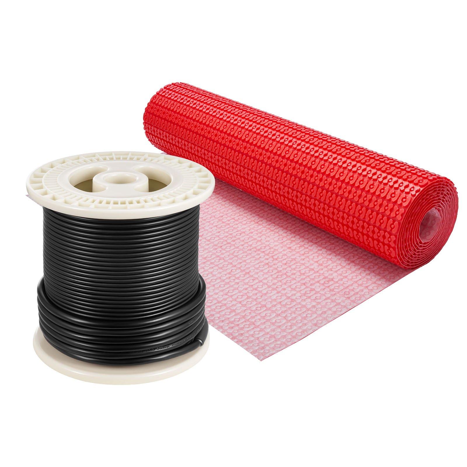 【Summerfinds】VEVOR 50 sqft Floor Heating Mat System, 120V Electric Radiant Heated Floor System, with Decoupling Membrane & Smart Control Thermostat & Alarm, Easy Installation for Tile, Stone, Vinyl