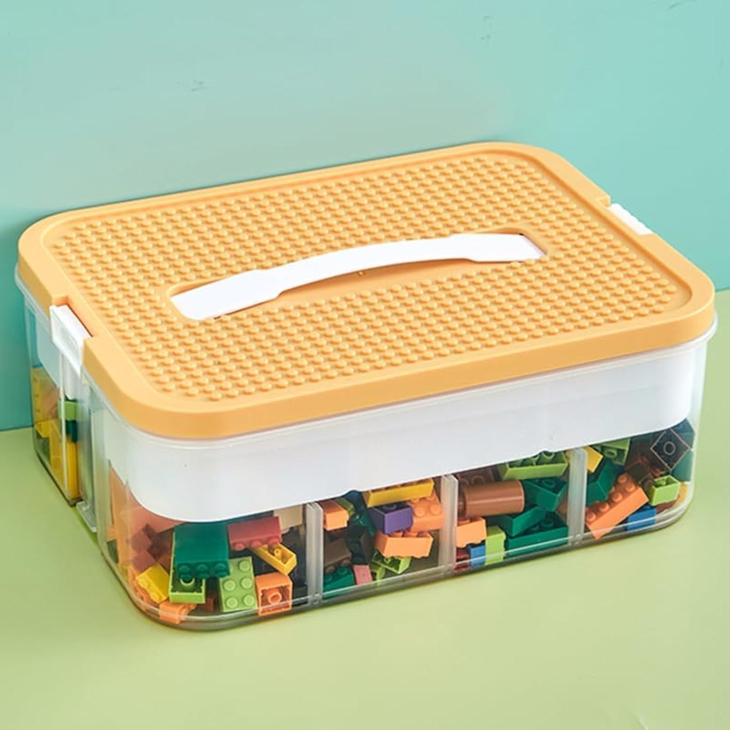 PrimPick Toys Organizer Multi Grids Organizer Storage Case for Lego Box Kids Toy Stackable Building Blocks with Lids Bins Adjustable Lego Storage Containers Plastic Toy Box 3 Layer Clear Plastic Boxes