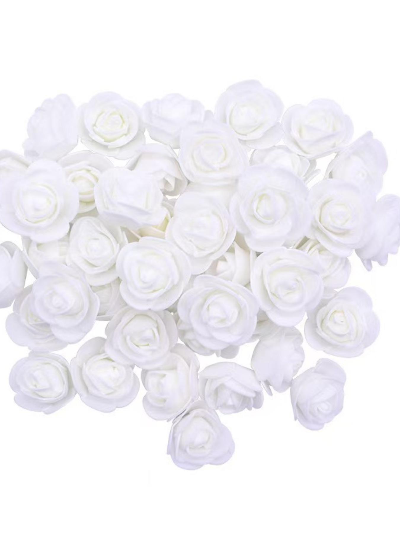 50pcs PC Rose Foam Flower Heads, Wedding Candy Box Decoration Accessories, Realistic Fake Flowers for Party Decorations