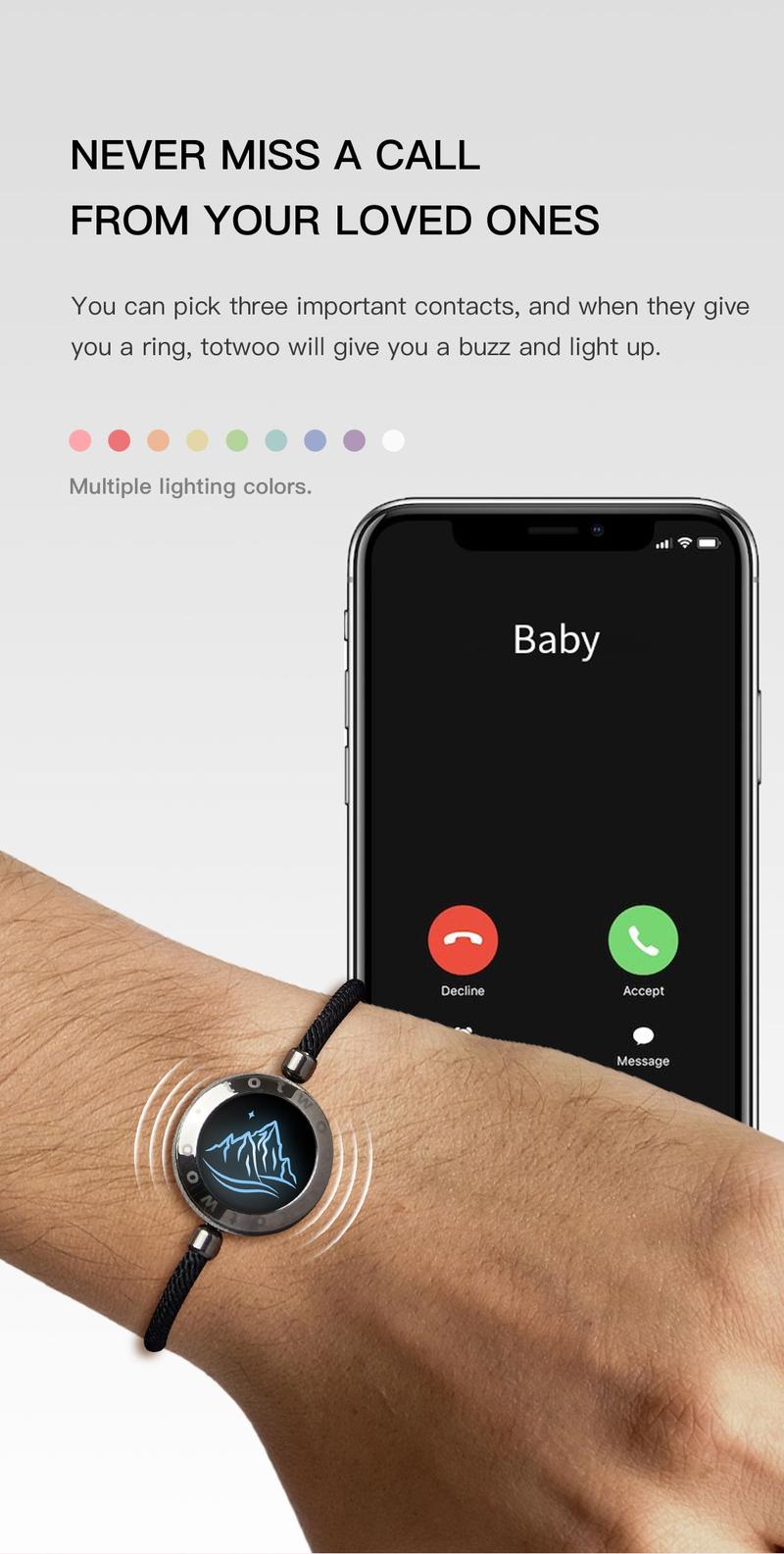 totwoo Mountain&Sea Touch Bracelets Long Distance  Functional Love Connect Gift For Boyfriend or Girlfriend or your Family