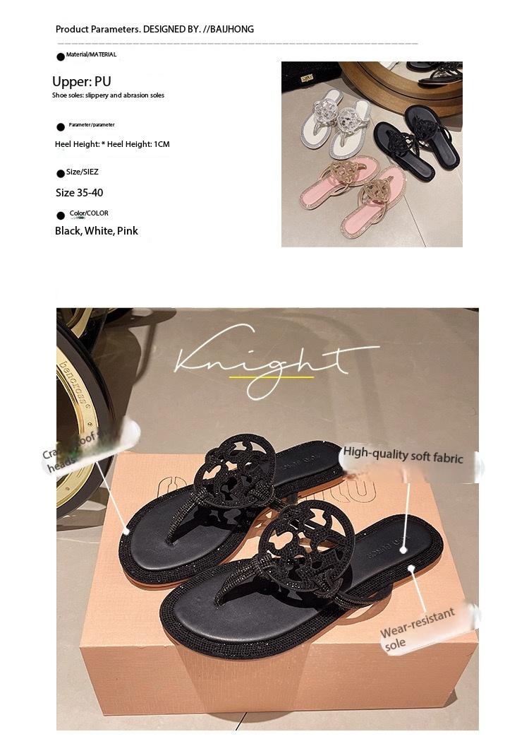 Summer 2026 new arrivals.Women's Diamond Flip Flops - Fashionable CasualComfortable Flat Sandals for Home & Outdoor Wear -Solid Color, Lightweight & Breathable - Perfect for Girls'Daily Use - Summer Walking Shoes Footwear