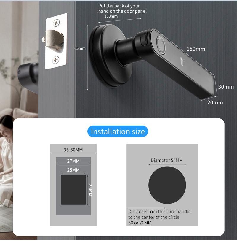 Fingerprint Smart Lock No Key Required Electric Door Lock Digital Keypad Lock for Home & Office, Easy Installation Smart Handle Lock with Advanced Security Features for Wooden Doors