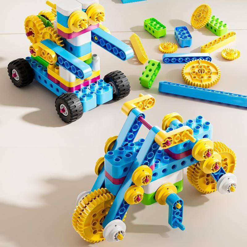 Stem-Certified Building Blocks Set, Motorized Gear Learning Kit, Educational Construction Toys for Boys & Girls Ages 3+, Fun Stem Toy