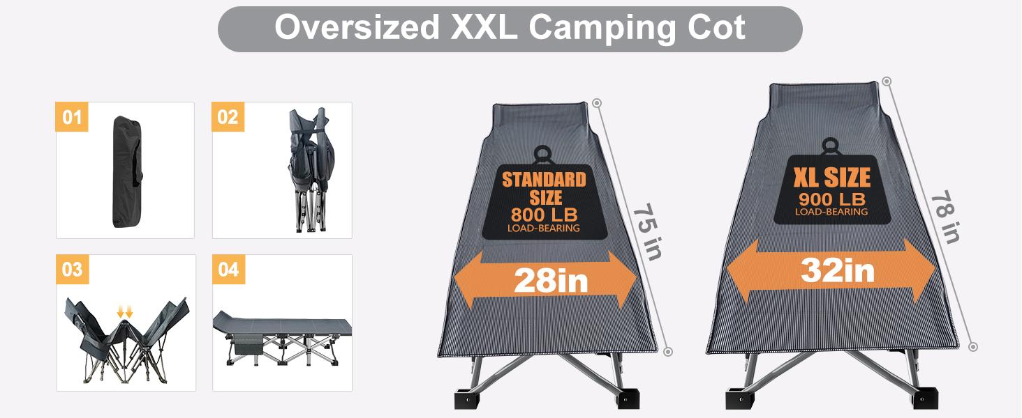 MOPHOTO 75" Portable Camping Cot for Adults,Guest Bed Sleeping Cot with Mattress,Heavy Duty Outdoor Folding Bed with Carry Bag Travel Home Office Nap