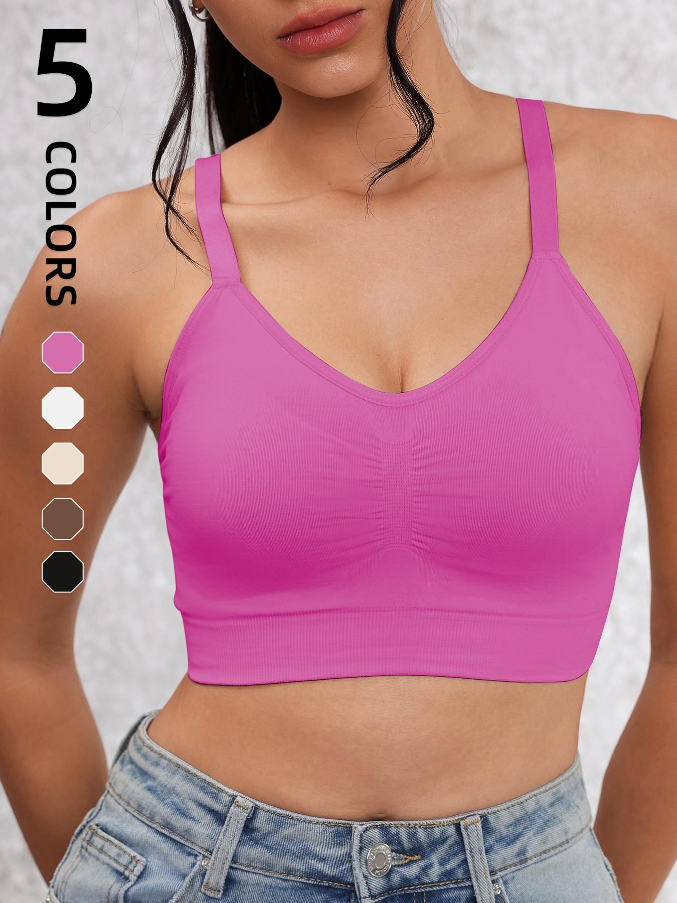 Women's Solid Seamless Sports Bra, Breathable Comfortable Activewear, Yoga Sports Bra, Ideal for Sports and Daily Wear in All Seasons