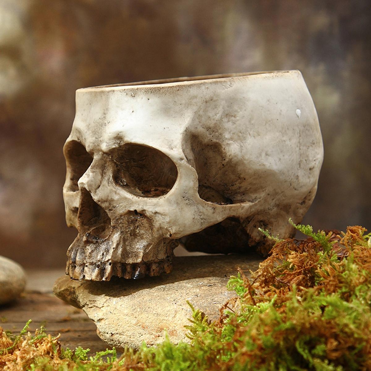 Gothic Halloween Skull Planter Pot, Resin Material Garden Decoration, Perfect for Party & Celebration, Fun Succulent Planting Bowl, Resin Flower Pot
