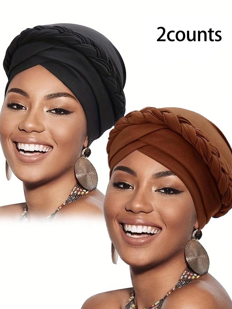 Women's Simple Style Plain Color Braided Design Turbans, 90s Vintage Hats for Women, Beach Essentials, Casual Trendy Hair Bonnet, Fashion Hair Accessories for Daily Use, Fashion Matching Hat