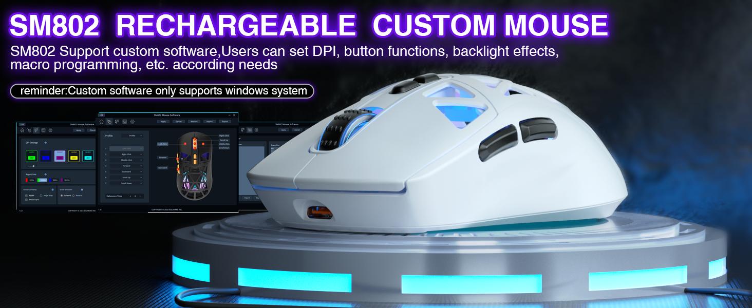 Solakaka SM802 Wireless Gaming Mouse Hot Swappable, RGB Backlight, USB Charging, Tri-Mode Connection, with 2 Sets of Micro Switches (Gaming Switch and Office Silent Switch) Office Gaming Accessories Mouse Gaming FallFreshness Solakaka SM802 Wireless Gaming Mouse Hot Swappable, RGB Backlight, USB Charging, Tri-Mode Connection, with 2 Sets of Micro Switches (Gaming Switch and Office Silent Switch) Office Gaming Accessories Mouse Gaming FallFreshness
