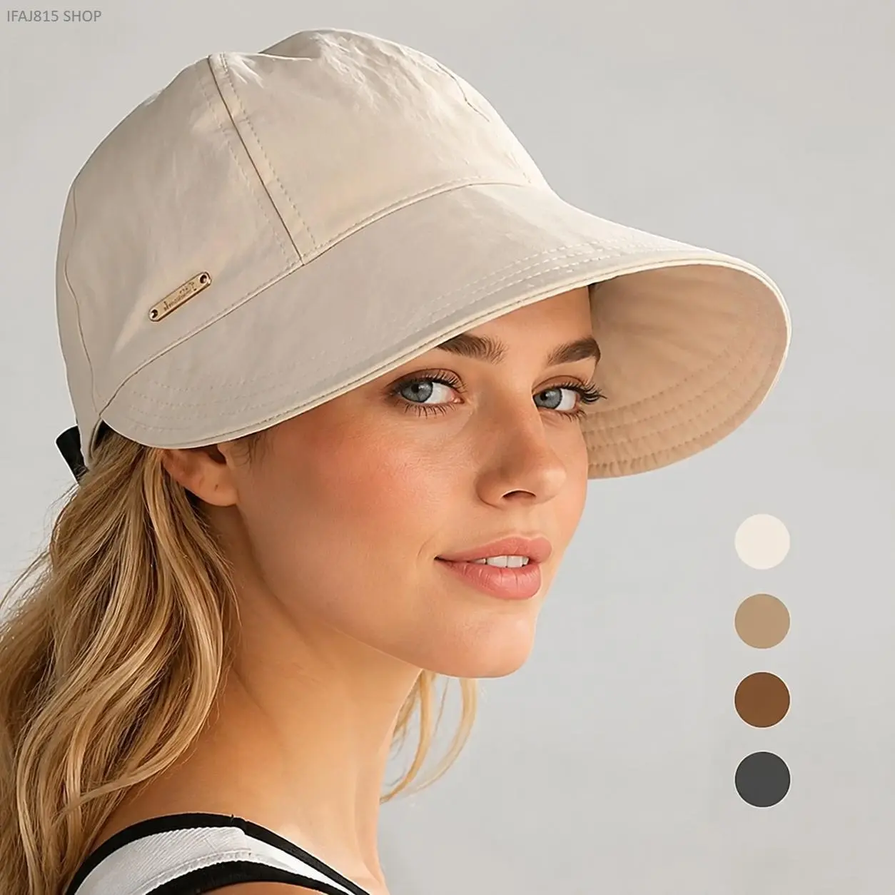 Wide Brim Sun Visor Hat for Women, UPF 50+ Ponytail Visor with Open Top Design, Adjustable Lightweight Golf Visor Cap, Fashion Sun Protection Hat for Beach, Travel, Running and Outdoor Activities, Comfortable Hair Friendly Accessory