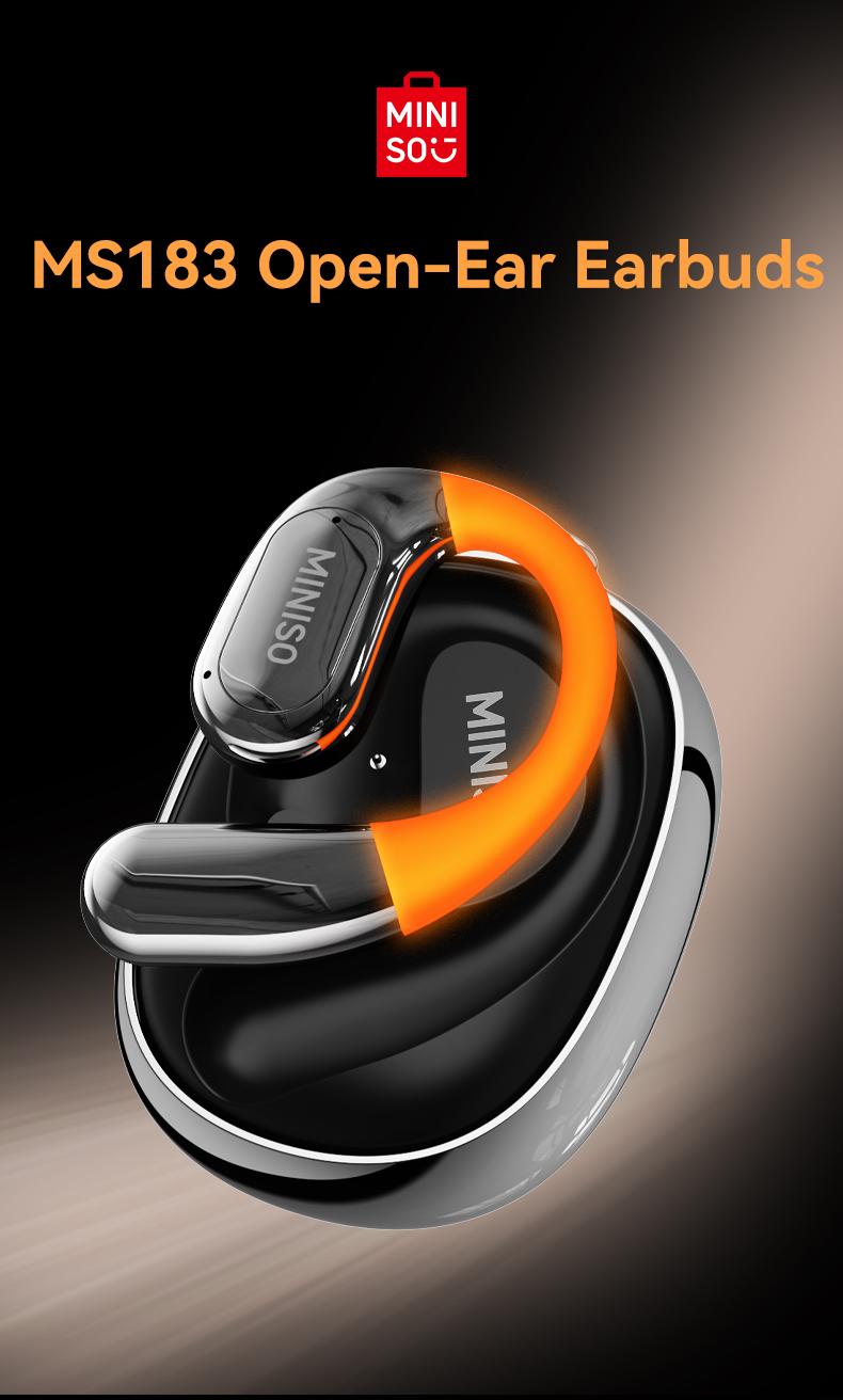 MINISO MS183 Bluetooth Wirelss Earphones High-Value Earbuds 360° Rote Fashion Luminous Open Headset HIFI Sound Quality Long Battery Life for Games Headphones Compatible with iOS / Android Phones
