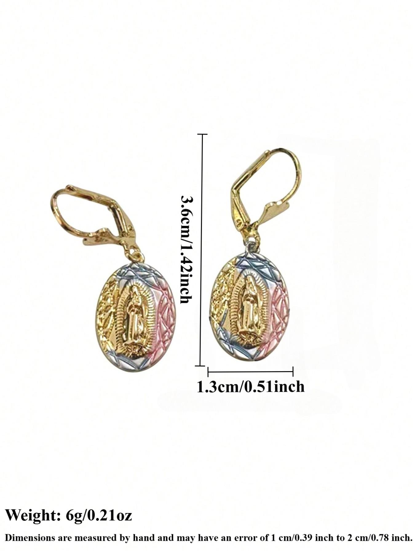 Vintage Design Virgin Mary Metal Earrings, Casual Creative Unisex Daily Wear Prayer Earrings, Versatile Fashion Accessory