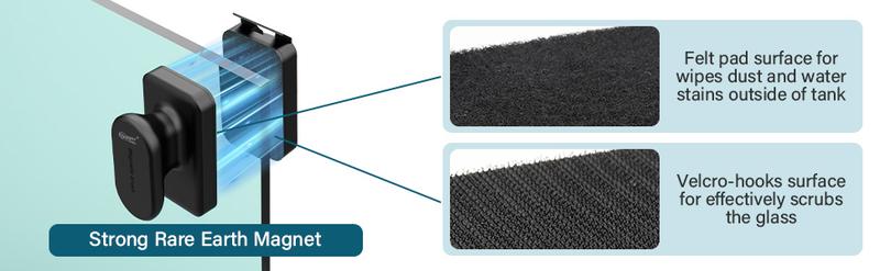 hygger Aquarium Magnetic Glass Cleaner, Algae Scraper for Fish Tank Cleaning with Two Detachable Blade, Magnet Floating Design Scrubbing Brush