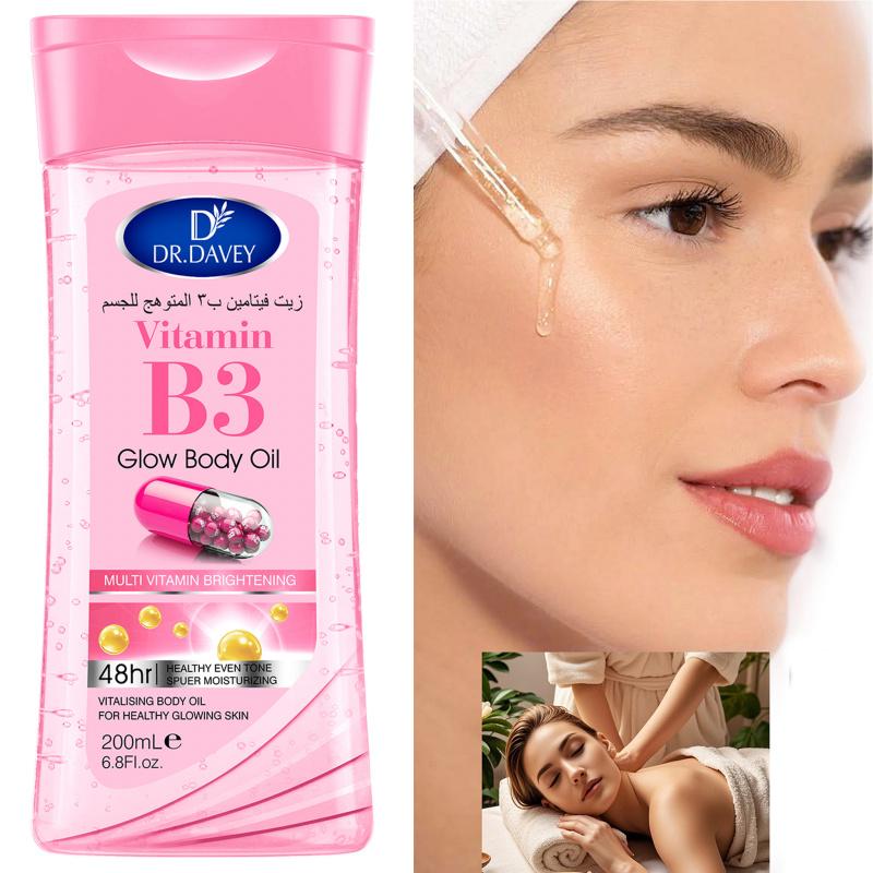 3pcs 200mlDR.DAVEY Vitamin B3 Glow Body Oil Body oil, essential oil, suitable for men and women all seasons, moisturizing skin, large volume body oil, travel portable for Body, Face, Hand, Lip, Eye 3pcs 200mlDR.DAVEY Vitamin B3 Glow Body Oil Body oil, essential oil, suitable for men and women all seasons, moisturizing skin, large volume body oil, travel portable for Body, Face, Hand, Lip, Eye
