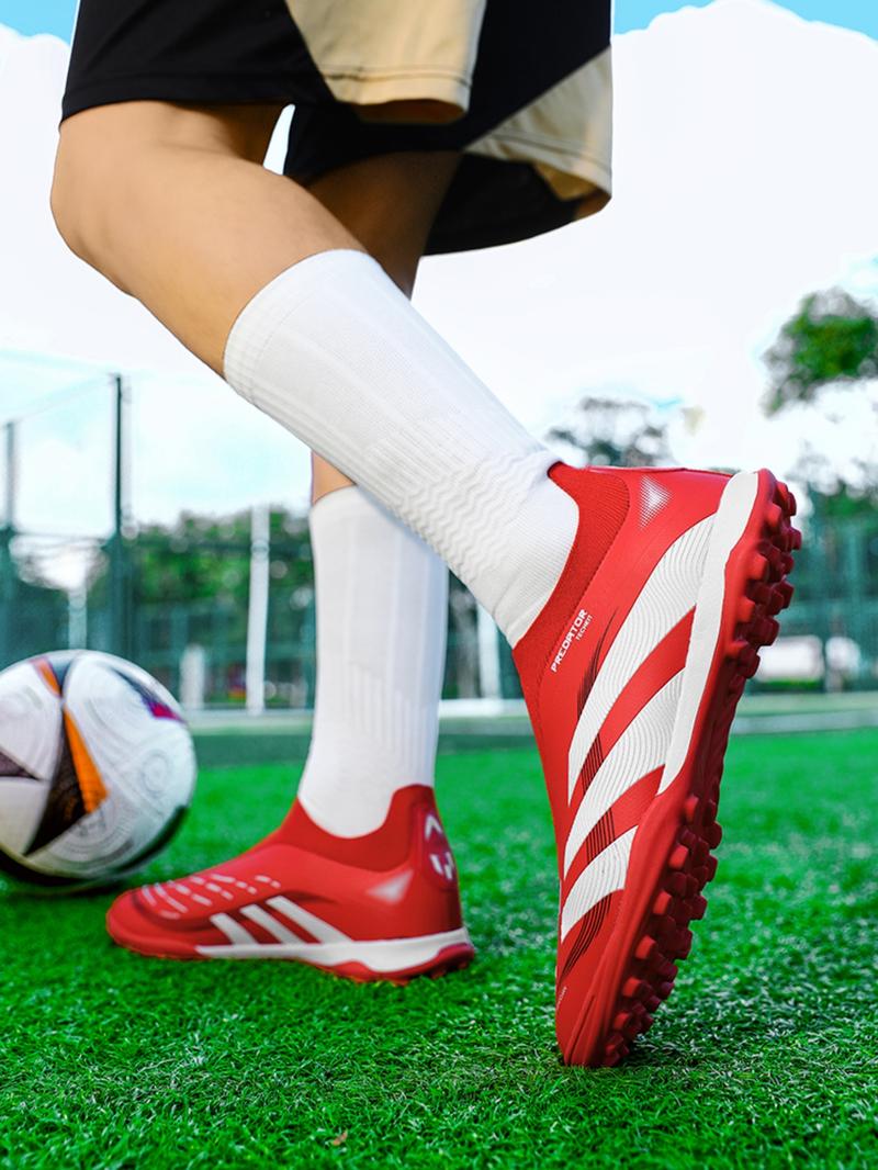 Laceless Stud Soccer Shoes, Suitable for Various Environments, PU Material + Flyknit, Rubber Sole, Strong Grip, Comfortable Lining