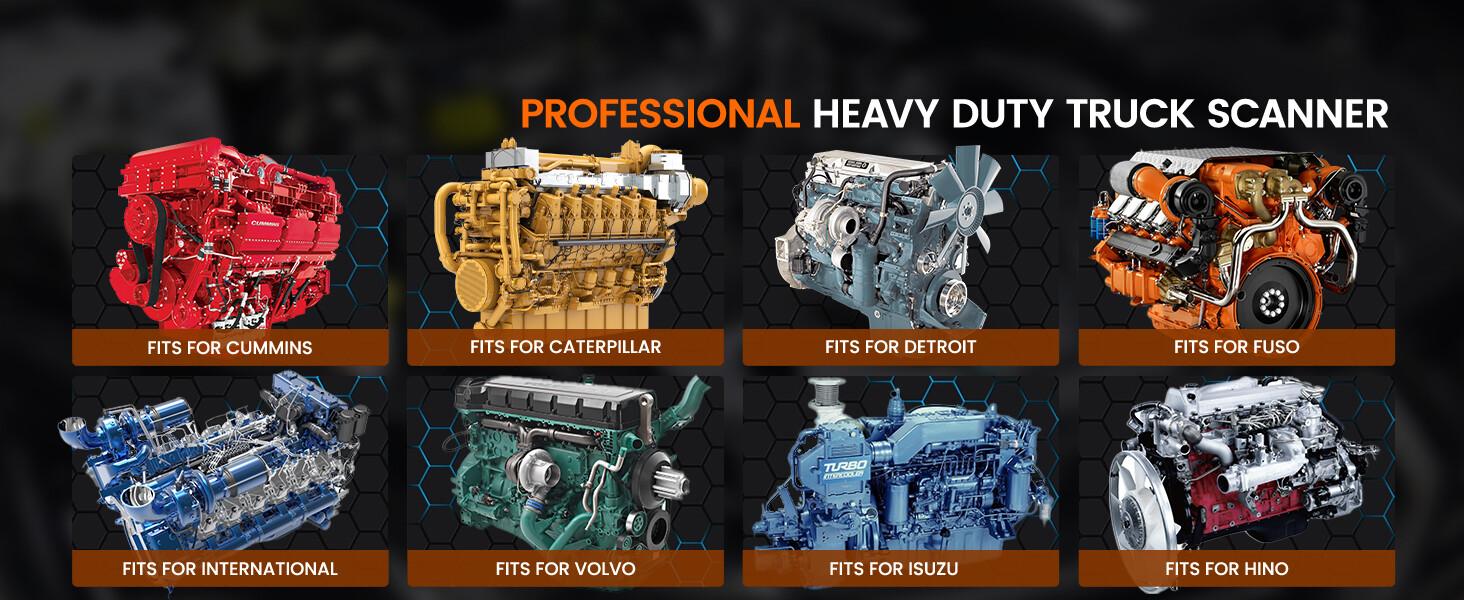 ANCEL HD601 Heavy Truck Scanner for Cummins, Detroit, Freightliner, International, Paccar, All System Diesel Diagnostic Scan Tool, 2 in 1 Truck & Car Check Engine Code Reader, Lifetime Free Update