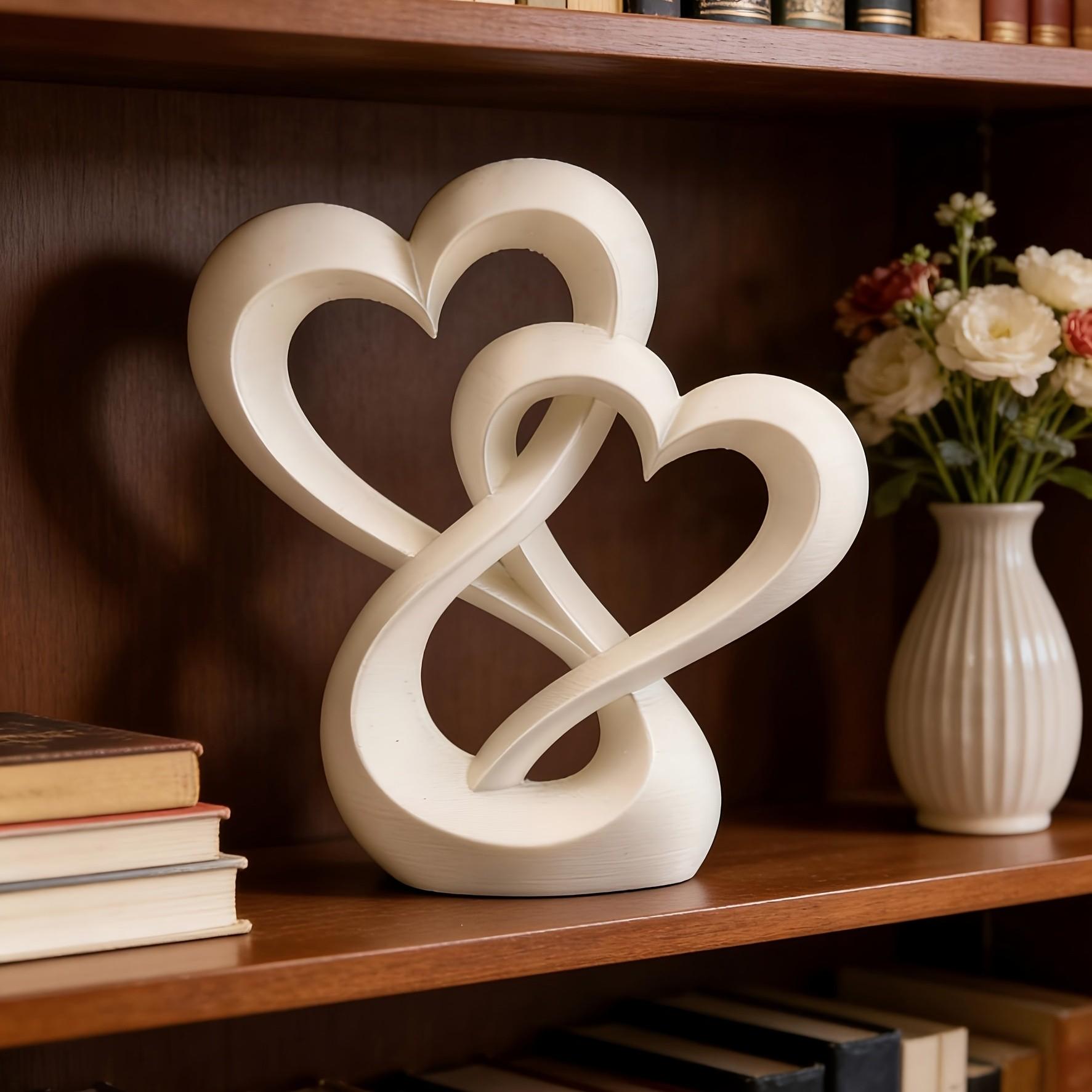 Eternal Knitted Heart Statue, Cozy Home Decor, Desktop Focus, Anniversary Wedding Valentine Gift, Living Room Bedroom Decoration