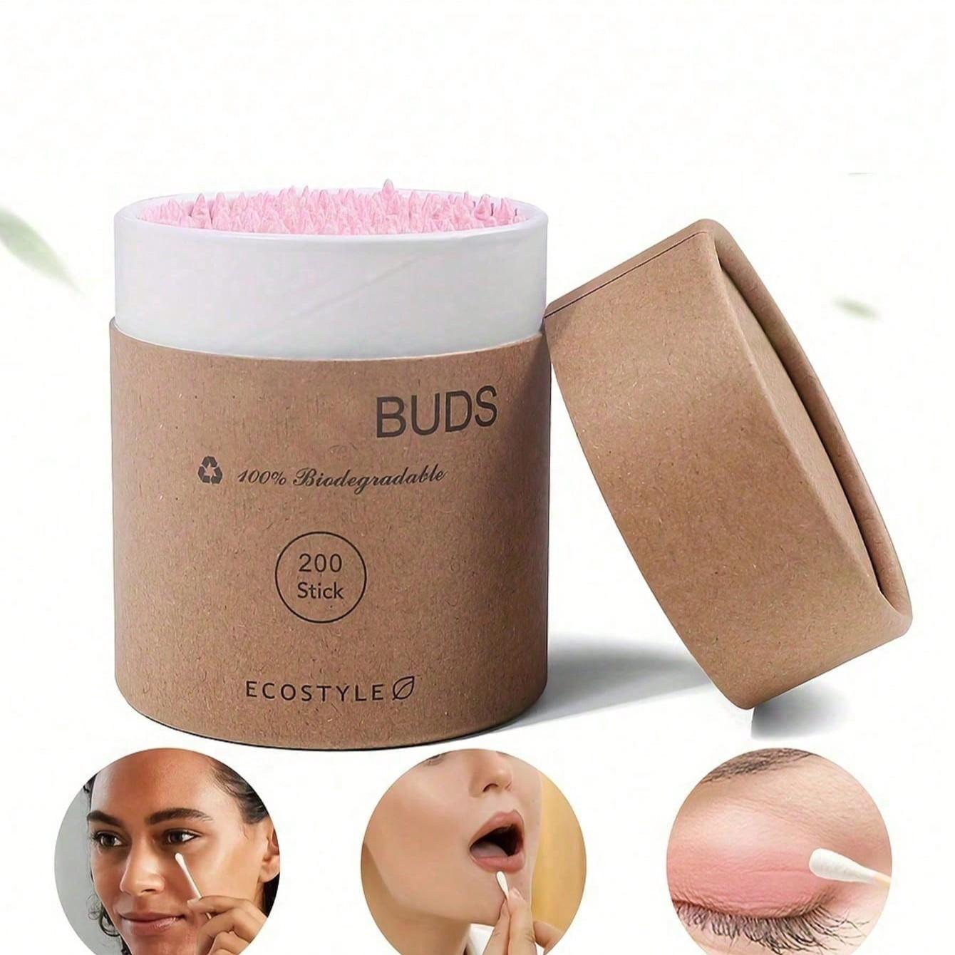 Eco-Friendly Bamboo Cotton Swabs, 200pcs Soft Disposable Dual-Ended, Perfect for Makeup Removal, Ear Cleaning, Nail Art, Handmade Crafts