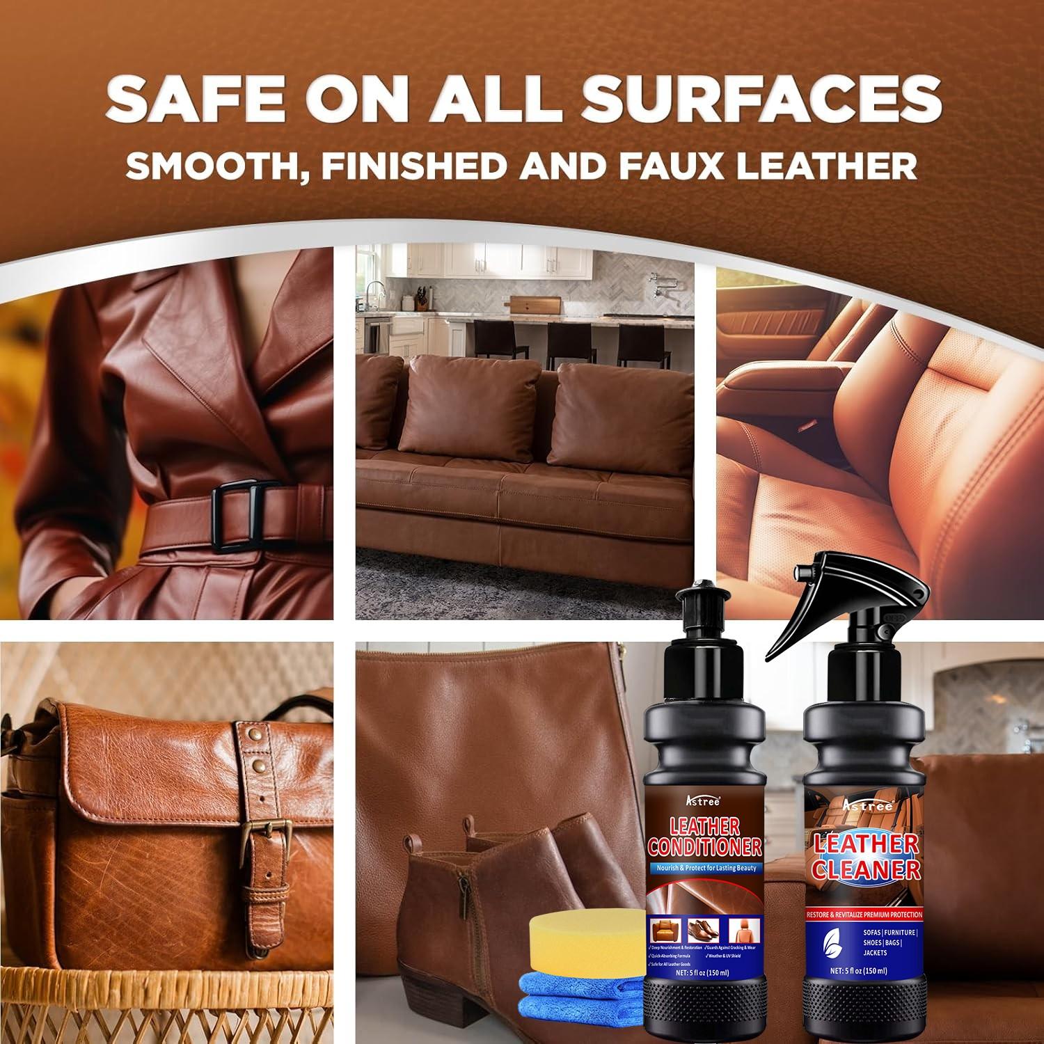 Car Leather Care Spray, Interior Seat Conditioning Lotion, Refinish & Nourish, 150ML + 150ML Set