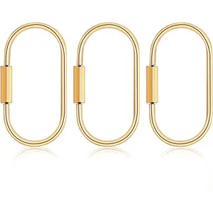 3 Pcs Brass Key Ring with Screw Lock, Durable Gold Carabiner Keychain Clips for Keys, Bags, Handbags, Purses, Men Women, Locking Bag Charms and Everyday Carry Accessories