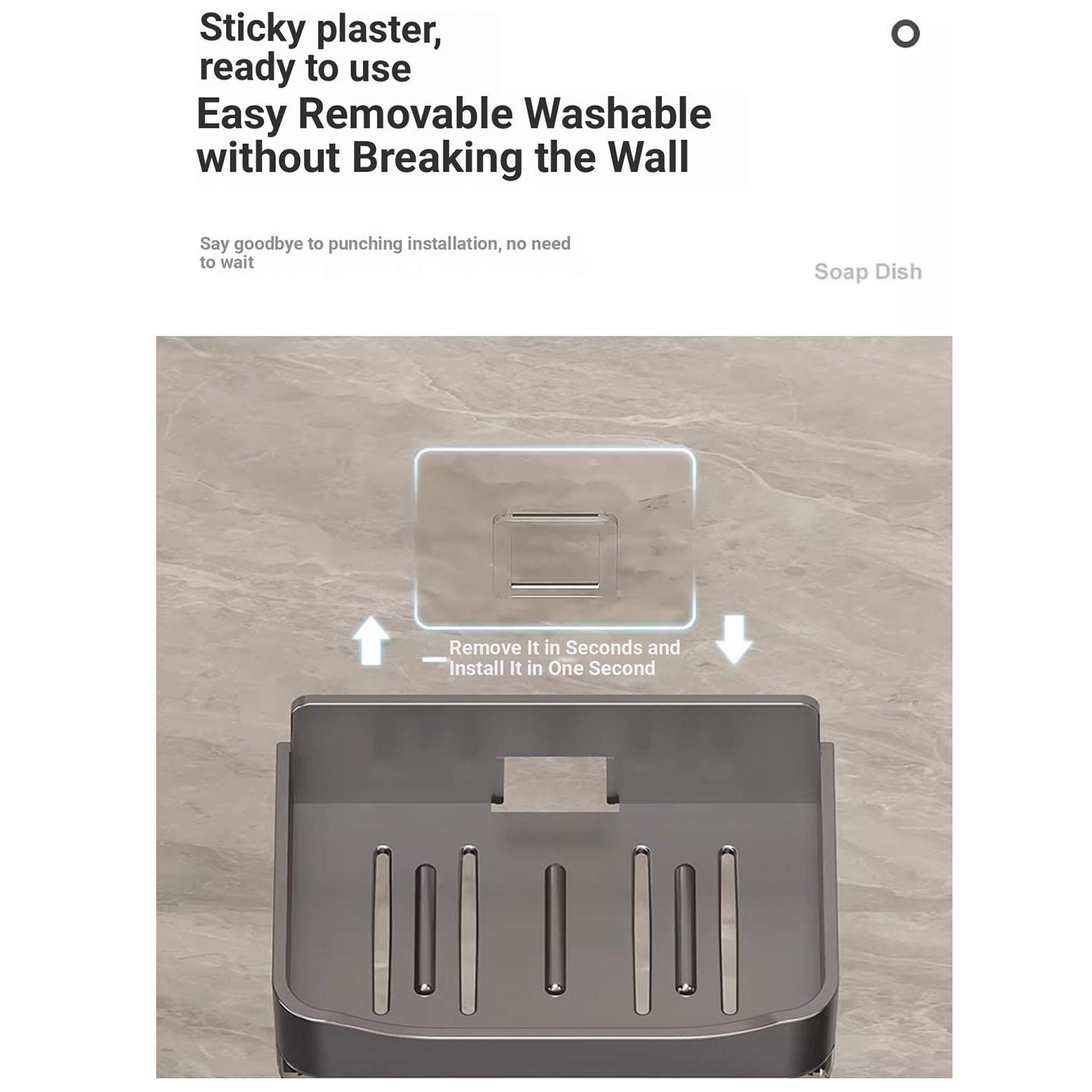 Wall-Mounted Soap Drying Rack, No-Drill Bathroom Soap Holder, Simple Design with Hook, Water-Resistant Soap Box, Home Use