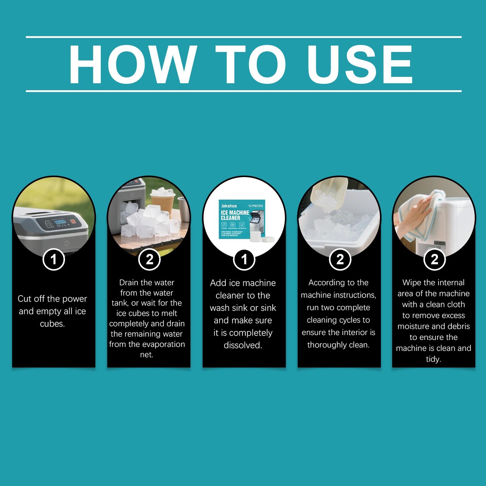 Ice Maker Cleaning Tablets (12pcs), Daily Home Ice Maker Cleaners, Stain Removal, Efficient Device Maintenance, Easy to Use, Portable Cleaner