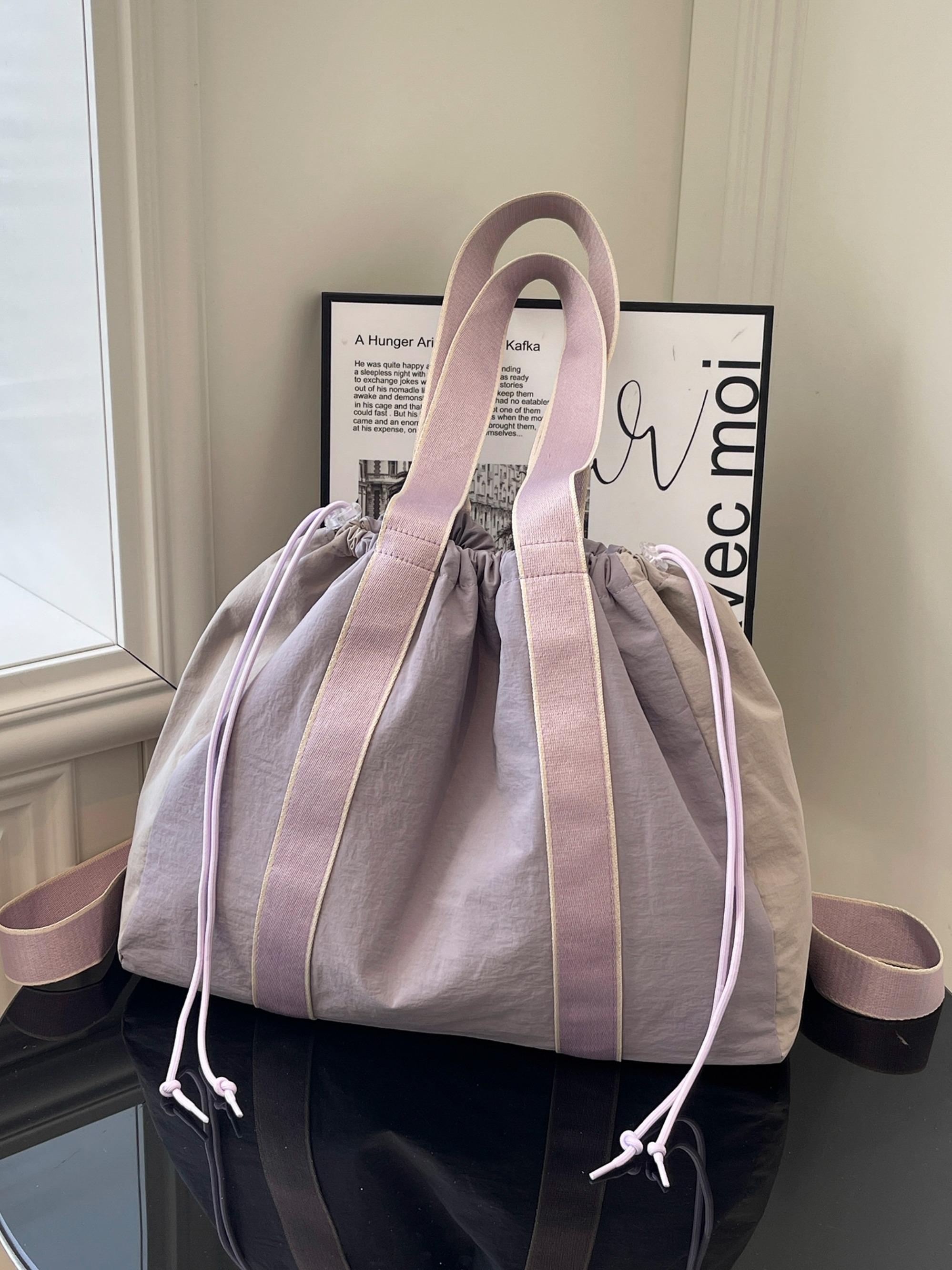 Minimalist Nylon Crossbody Bag, Adjustable Drawstring Closure, Versatile Shoulder & Handbag, Unisex Design, Daily Commute & Leisure