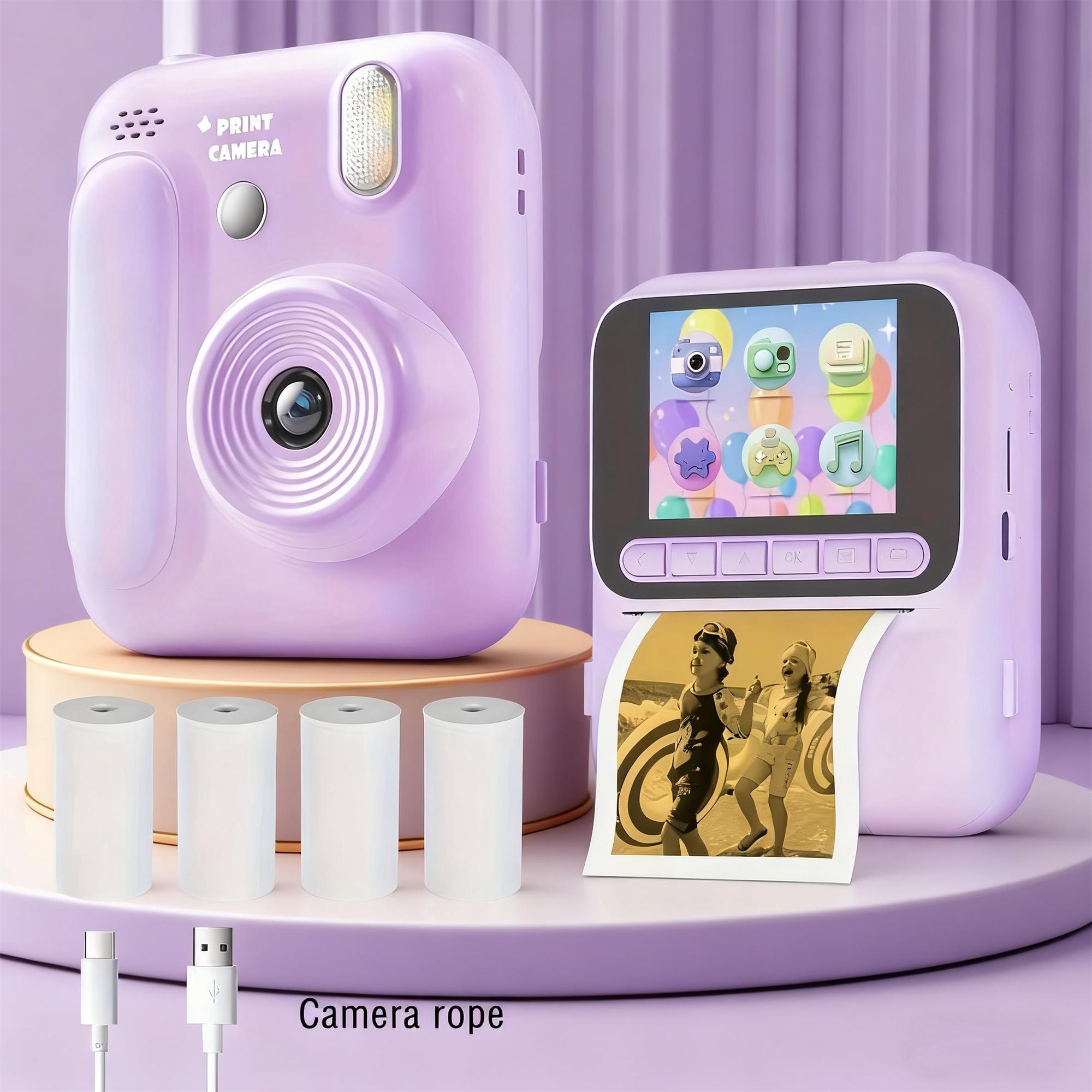 Kids Instant Print Camera, Dual 1080P HD, 1300mah Battery, 2 Printing Modes, 8x Zoom, Perfect Gift for Ages 3-12 Boys & Girls