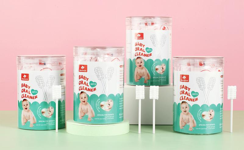 dearlomum Tongue Cleaner Newborn Toothbrush 48PCS Disposable Infant Toothbrush Clean Mouth Gauze Gum Cleaner Oral Cleaning Stick Dental Care Toothpaste Alternative for Baby Oral Health