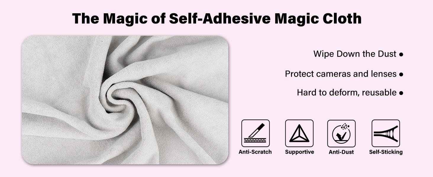 Walking Way Self-Adhesive Magic Cloth - 5-in-1 Reusable Protective Wrap for Makeup Pouch Camera Lens Cover Tech Organizer Travel Essential & Daily Storage Washable & Scratch-Resistant