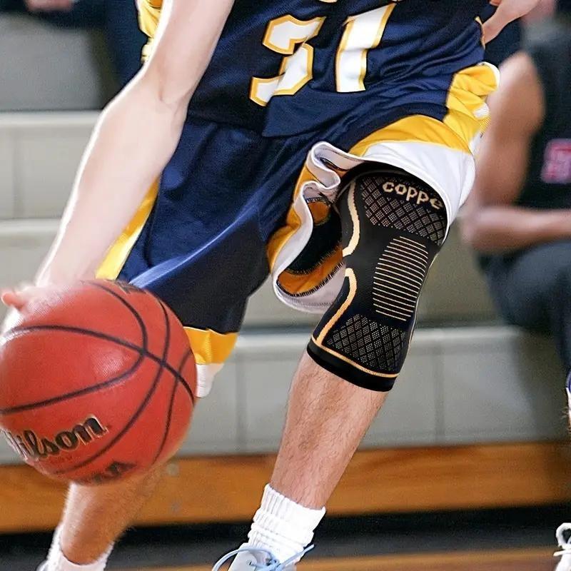 2-Pack Copper Compression Knee Pads for Sports, High Elasticity Anti-Slip, Breathable Knit, Supportive and Flexible, Ideal for Outdoor Activities