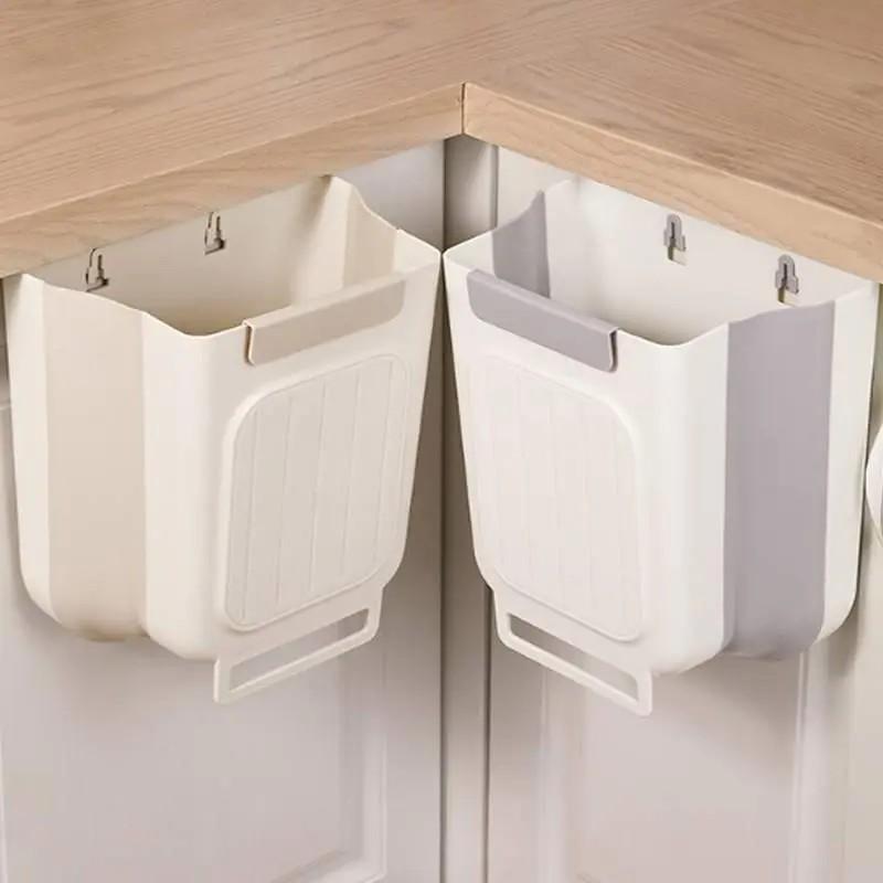 Foldable Collapsible Kitchen Trash Can, Hanging Garbage Bin, Space-Saving Cabinet Mount, Household Kitchen Storage Accessories, Home Kitchen Utensils