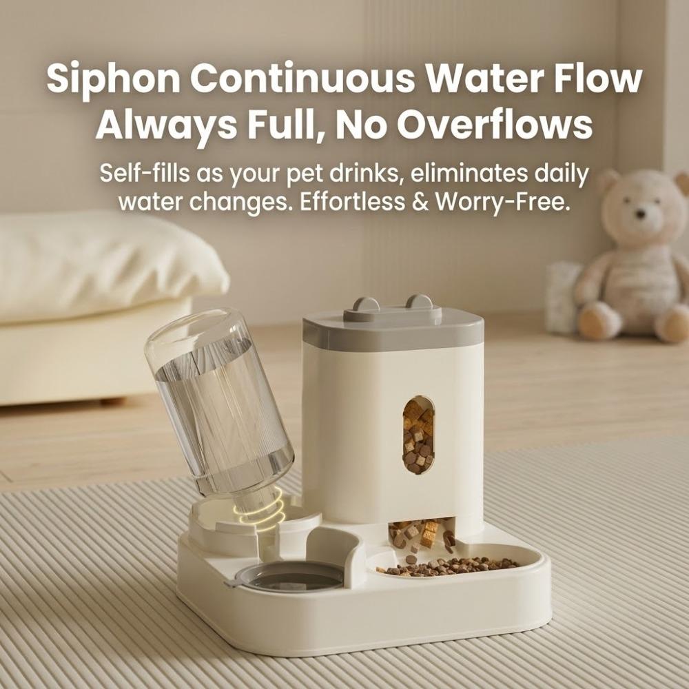 Cute 2-in-1 Automatic Cat Feeder & Water Dispenser  Portion Control Pet Bowl