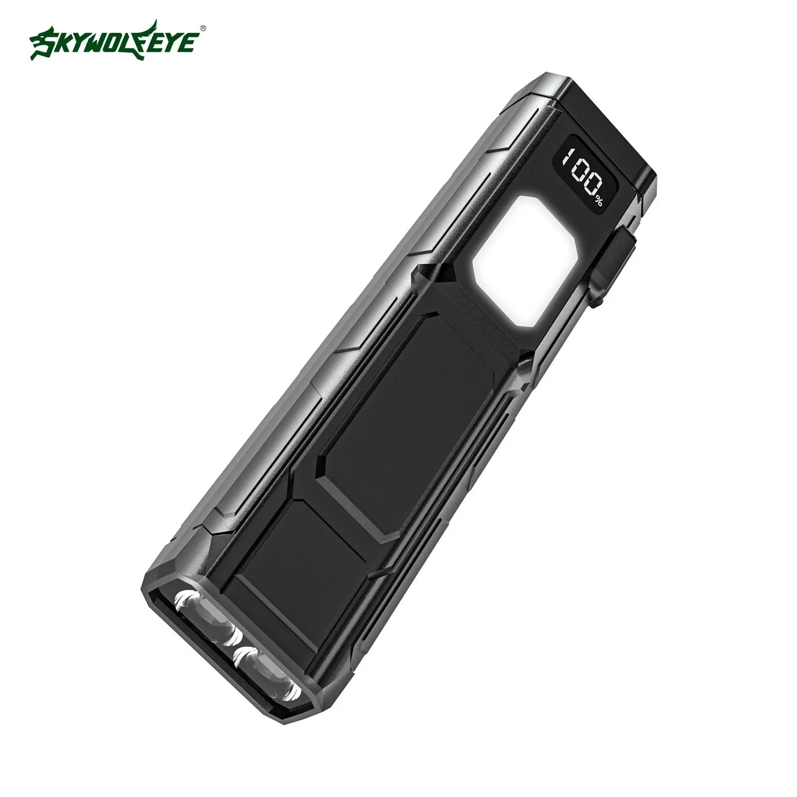 SKYWOLFEYE EDC04 Compact Flat Short Unisex EDC Flashlight, 1.98 oz Lightweight Freeze-Proof Polycarbonate Clip-On Pocket LED Light, 500 Lumens Type-C Fast Charging Outdoors Flashlight for Everyday Carry