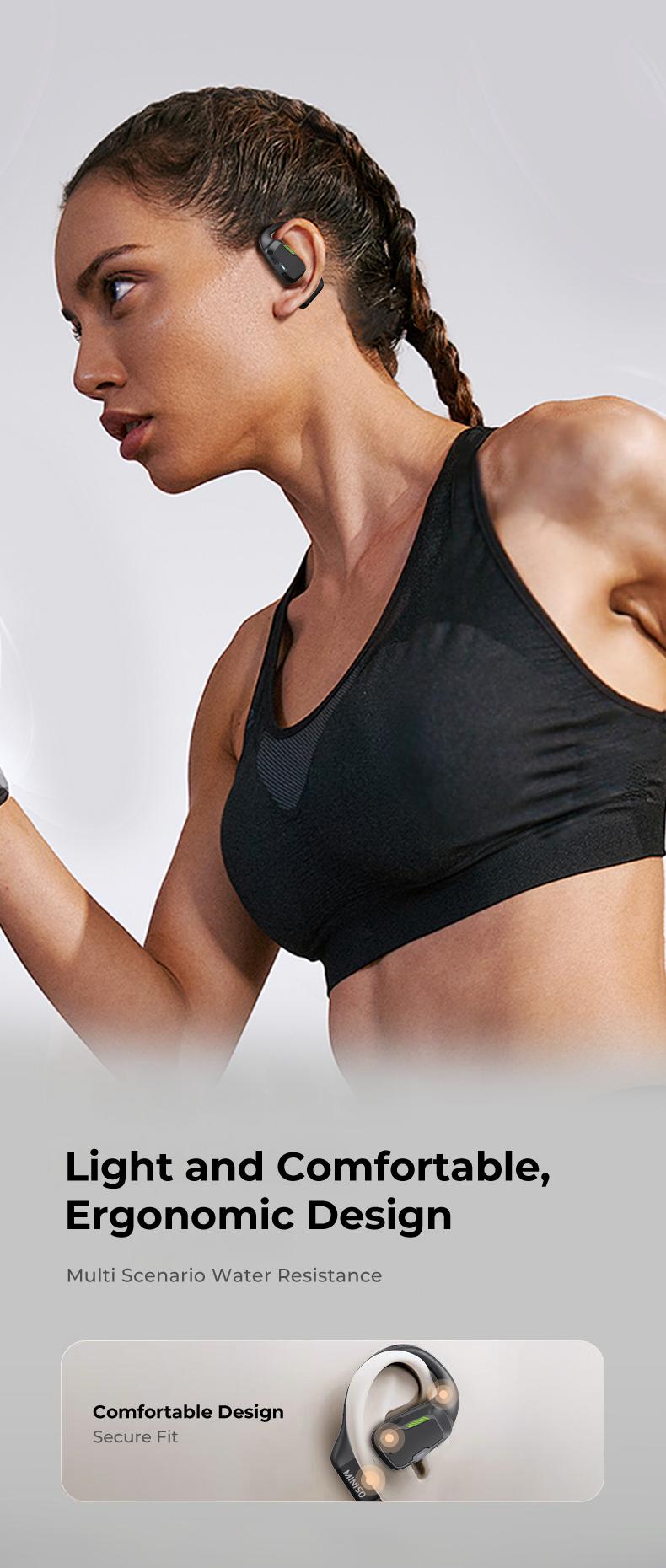 MINISO Wireless Earbuds Open OWS Bluetooth 5.4 Earphones Touchscreen Sports Sport Over-Ear Buds Earphones Running,Driving,Working Waterproof Headsets Long Battery Life with Earhooks Built-in Microphones