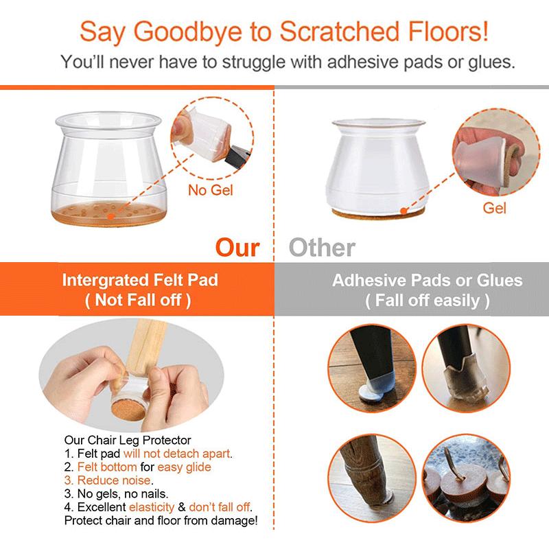 Chair Rubber Universal Leg Protectors for Hardwood Floor Fits All Shape Chair Mat for Wood and Tile Floors Square Cover Furniture Heavy Duty Flooring Protection
